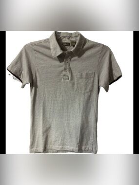 De.Cøded-Men's 100% cotton polo shirt micro-horizontal stripes w/pocket Sz S Y2K
